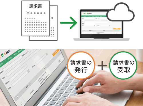 企業様の請求書の受取り、発行業務を大幅になくすサービスです。